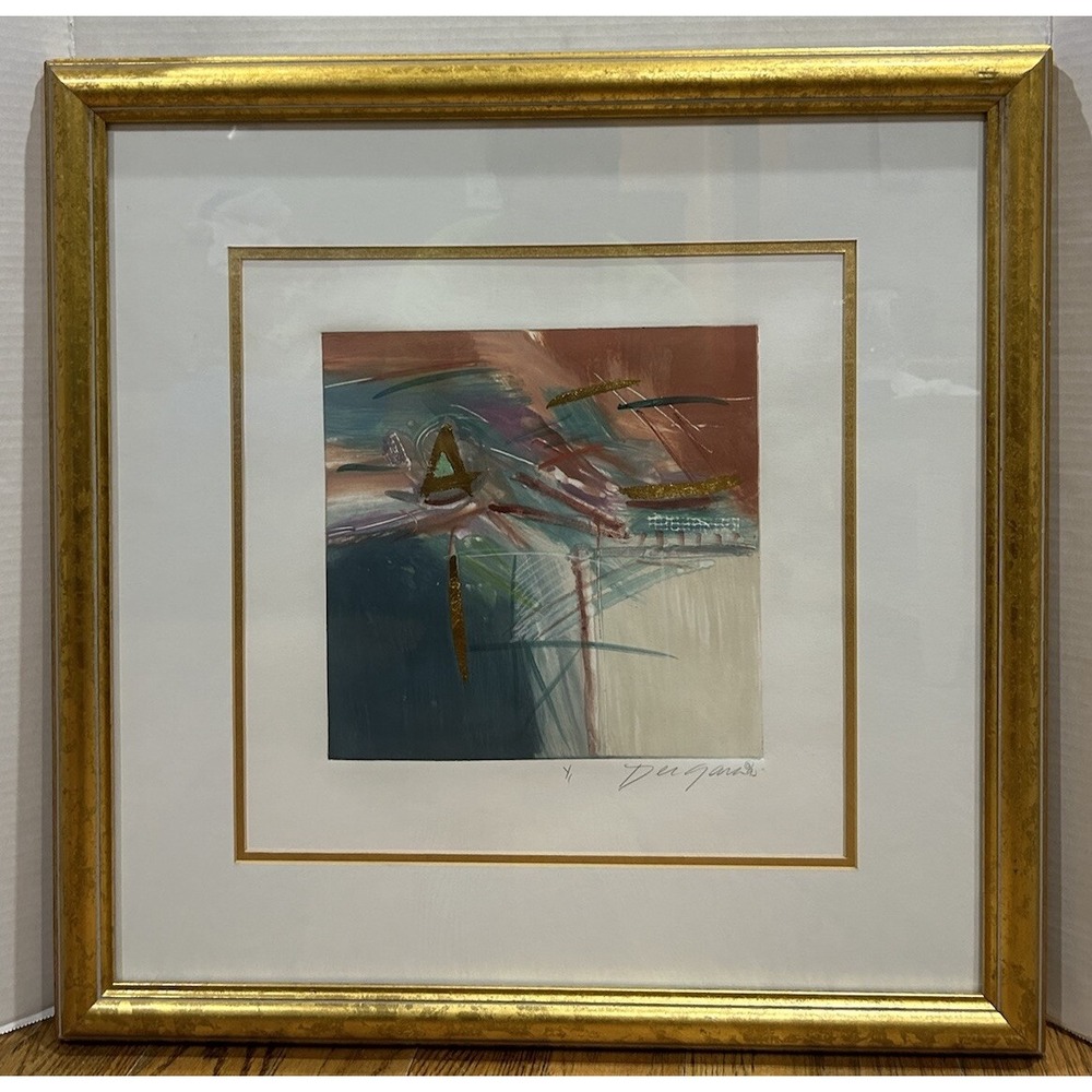 Ann Dergara Abstract Gold Artwork Mint Condition Signed Vtg 1995 Multimedia
